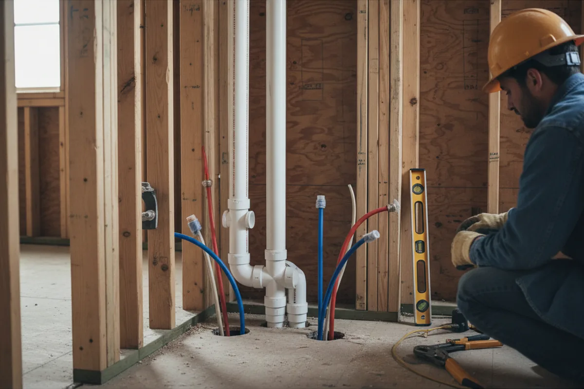 Drain and supply rough-in during Drain Cleaning in Crown City