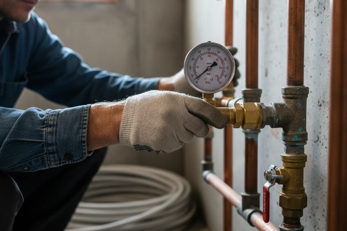 Pressure testing a repaired line during Water Line Repair in Crown City