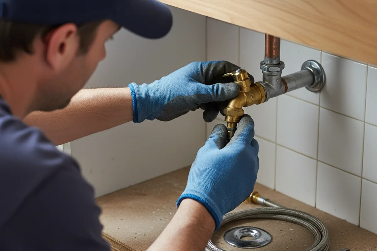 Shutoff valve and fitting work during Burst Pipe Repair in Crown City